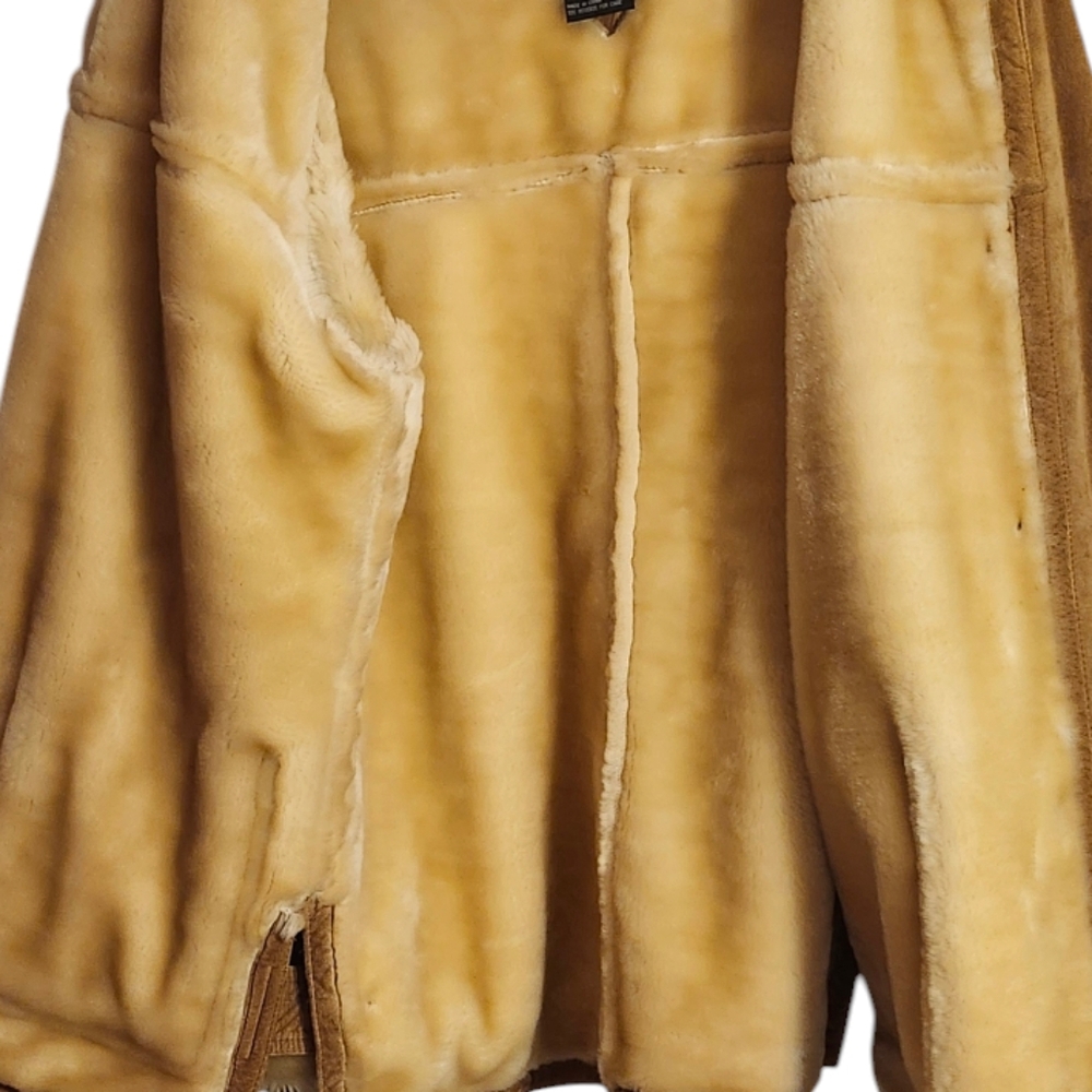 Dennis Basso Faux Fur Lined Leather Coat, Genuine Leather, Tan Leather, Small - Picture 8 of 8